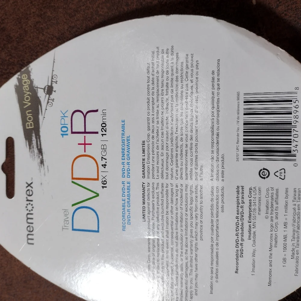 MEMOREX Travel 10 PACK DVD+R 16X, 4.7GB, 120 min
